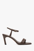 Women's Dark Brown Heeled Sandals made of Genuine Leather Estro ER00117194.