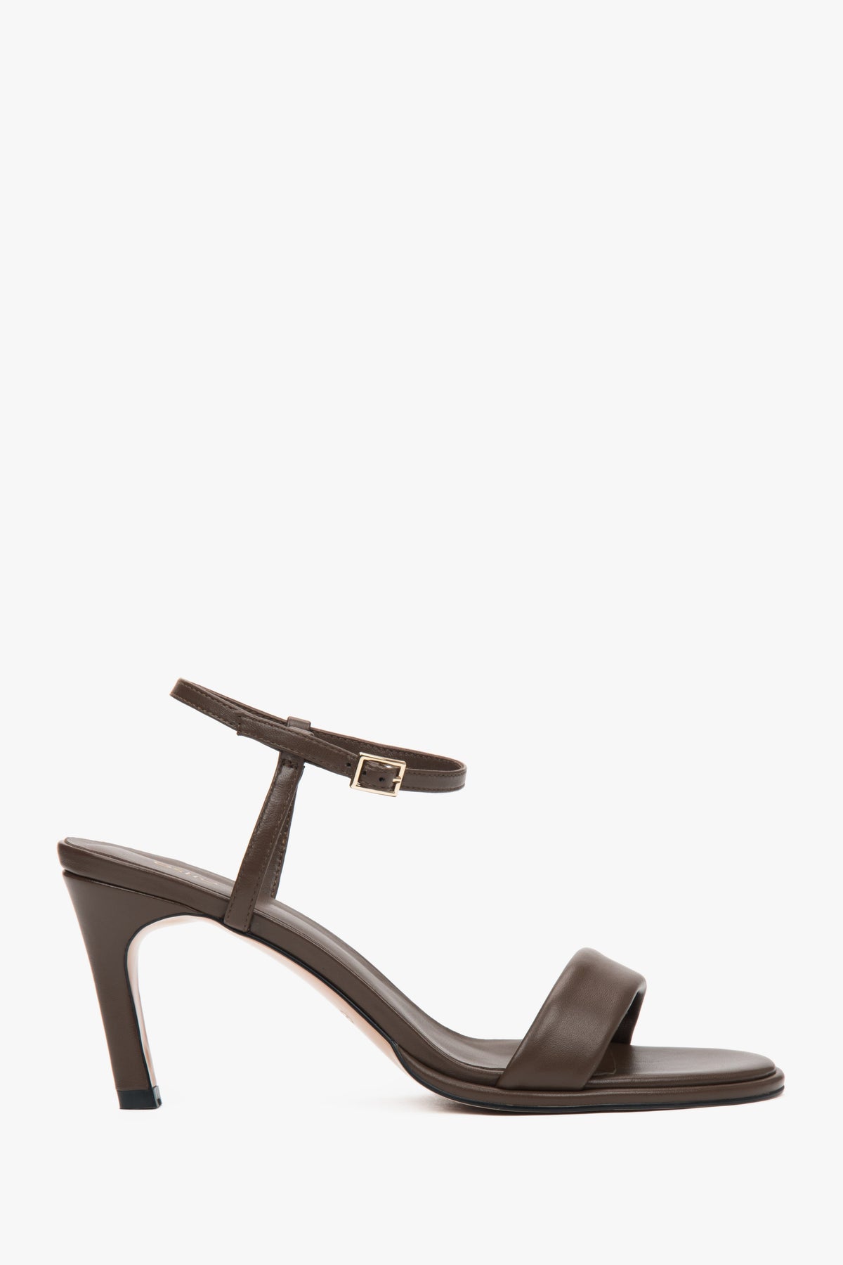 Women's Dark Brown Heeled Sandals made of Genuine Leather Estro ER00117194.