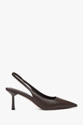 Women's Dark Brown Leather Slingback High Heel Pumps Estro ER00116974.