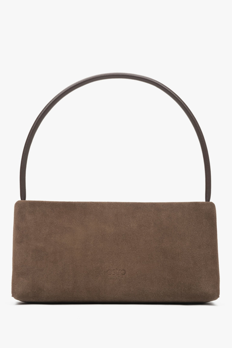 Women's Brown Velour Shoulder Bag Estro ER00116821.