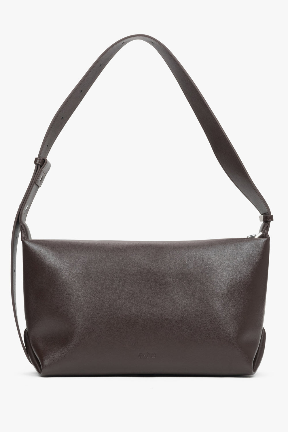 Women's Dark Brown Compact Messenger Bag made of Genuine Leather Estro ER00116603.