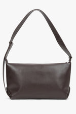 Women's Dark Brown Compact Messenger Bag made of Genuine Leather Estro ER00116603.