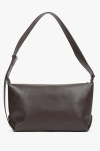 Women's Dark Brown Compact Messenger Bag made of Genuine Leather Estro ER00116603.