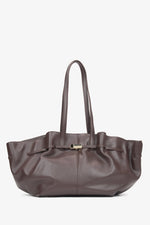 Women's Dark Brown Leather Shoulder Bag with Long Handles Estro ER00116611.