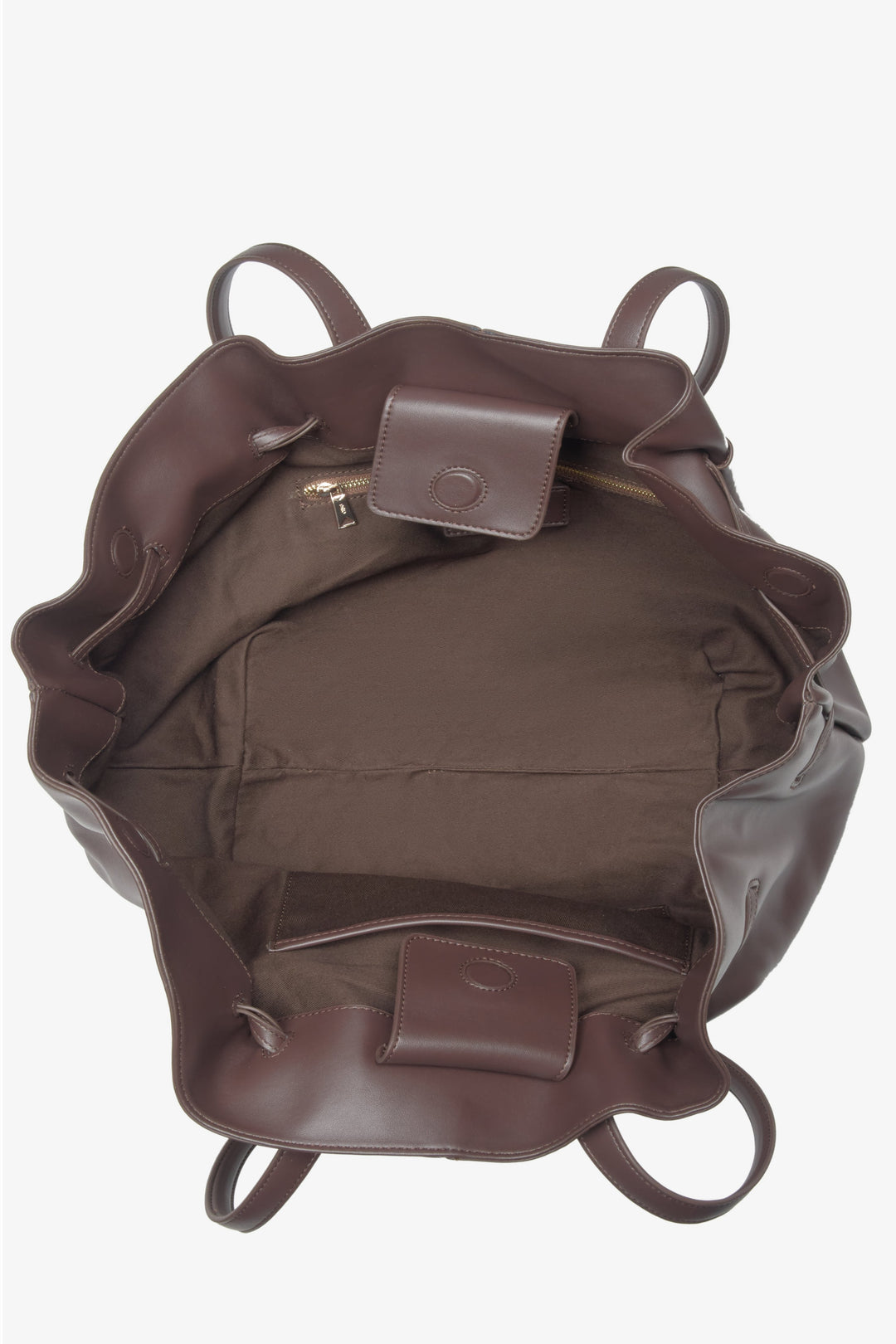 Elegant shoulder bag Estro ER00116611 in dark brown leather, featuring long handles – interior.