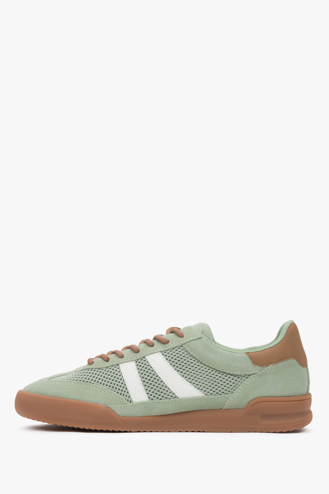 Green velour women's sneakers ES8 with breathable mesh.