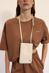 Women's Light Beige Leather Phone Bag Estro ER00116881.