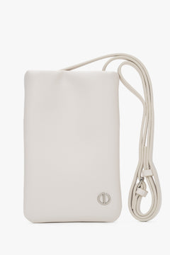 Light beige leather phone bag for women by Estro.