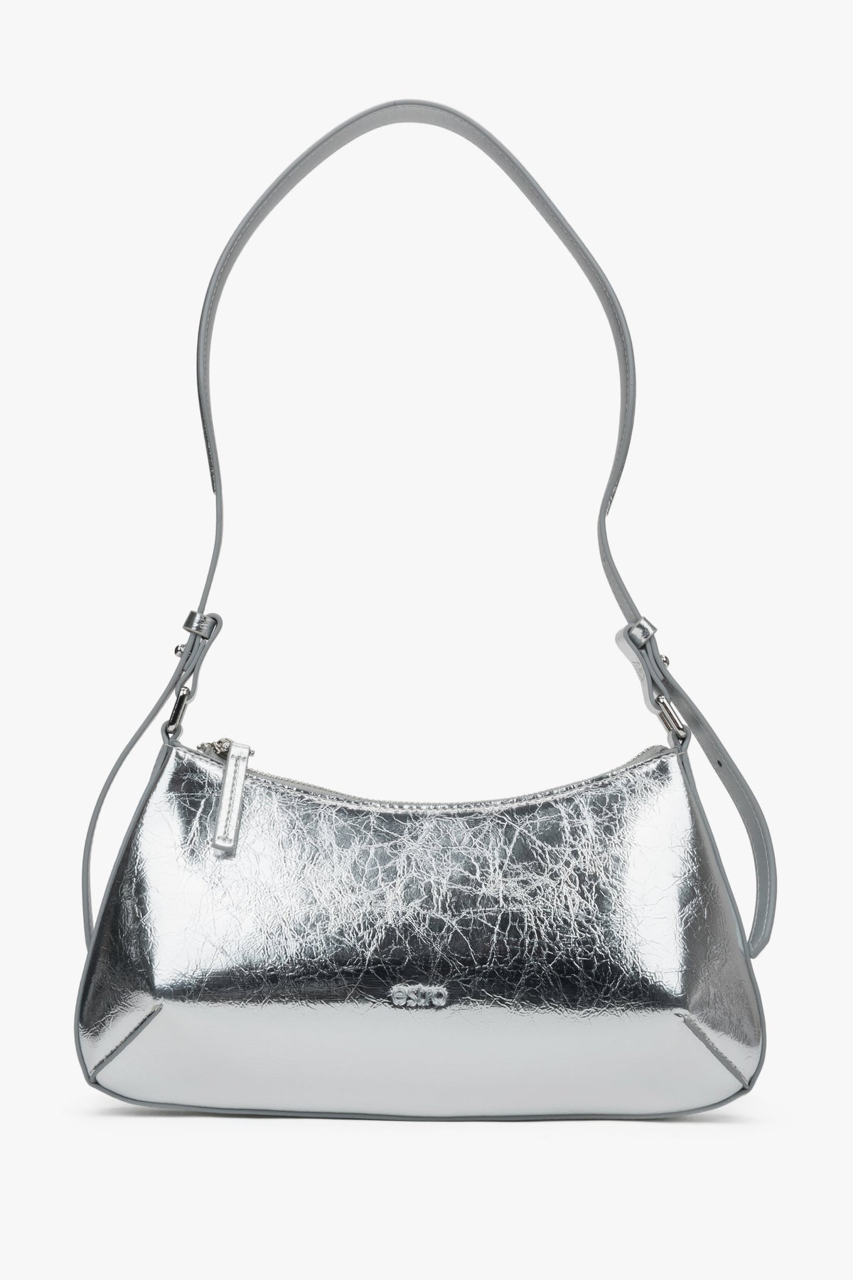Women's Silver Leather Handbag Estro ER00116809.