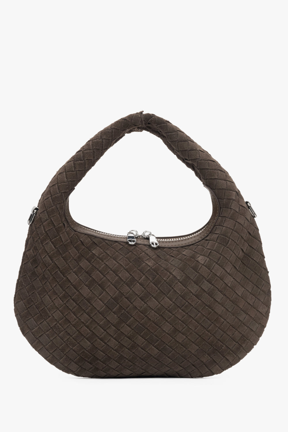 Women's Small Brown Handbag made of Genuine Velour Estro ER00116819.