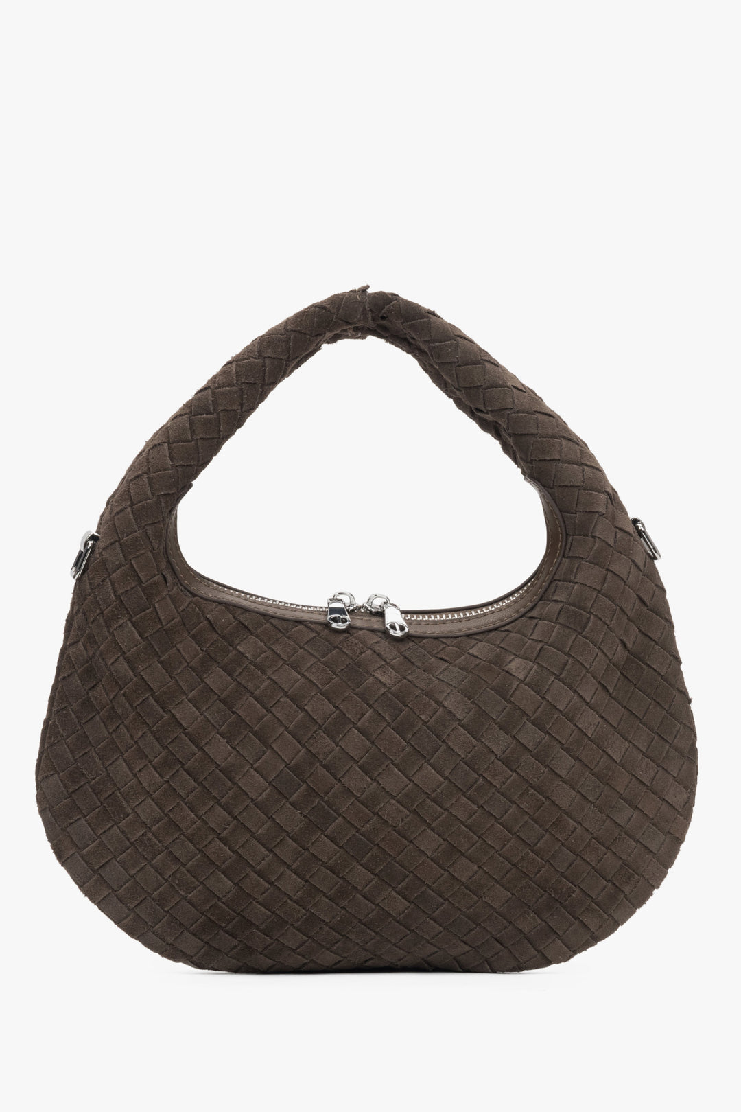 Women's Small Brown Handbag made of Genuine Velour Estro ER00116819.