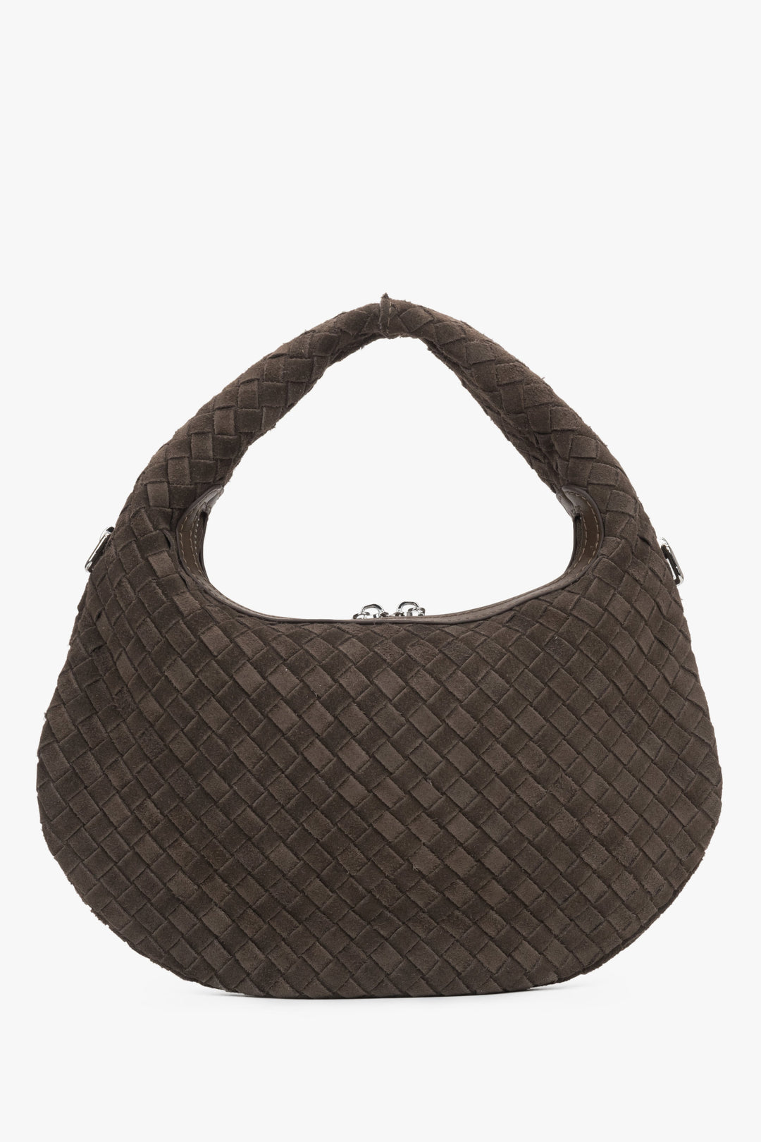 Brown handbag by Estro, made of natural velour.