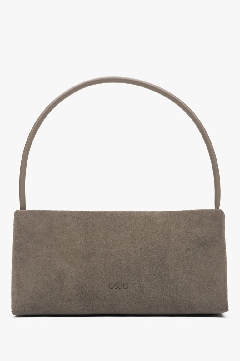 Women's Taupe Velour Shoulder Bag Estro ER00116822.