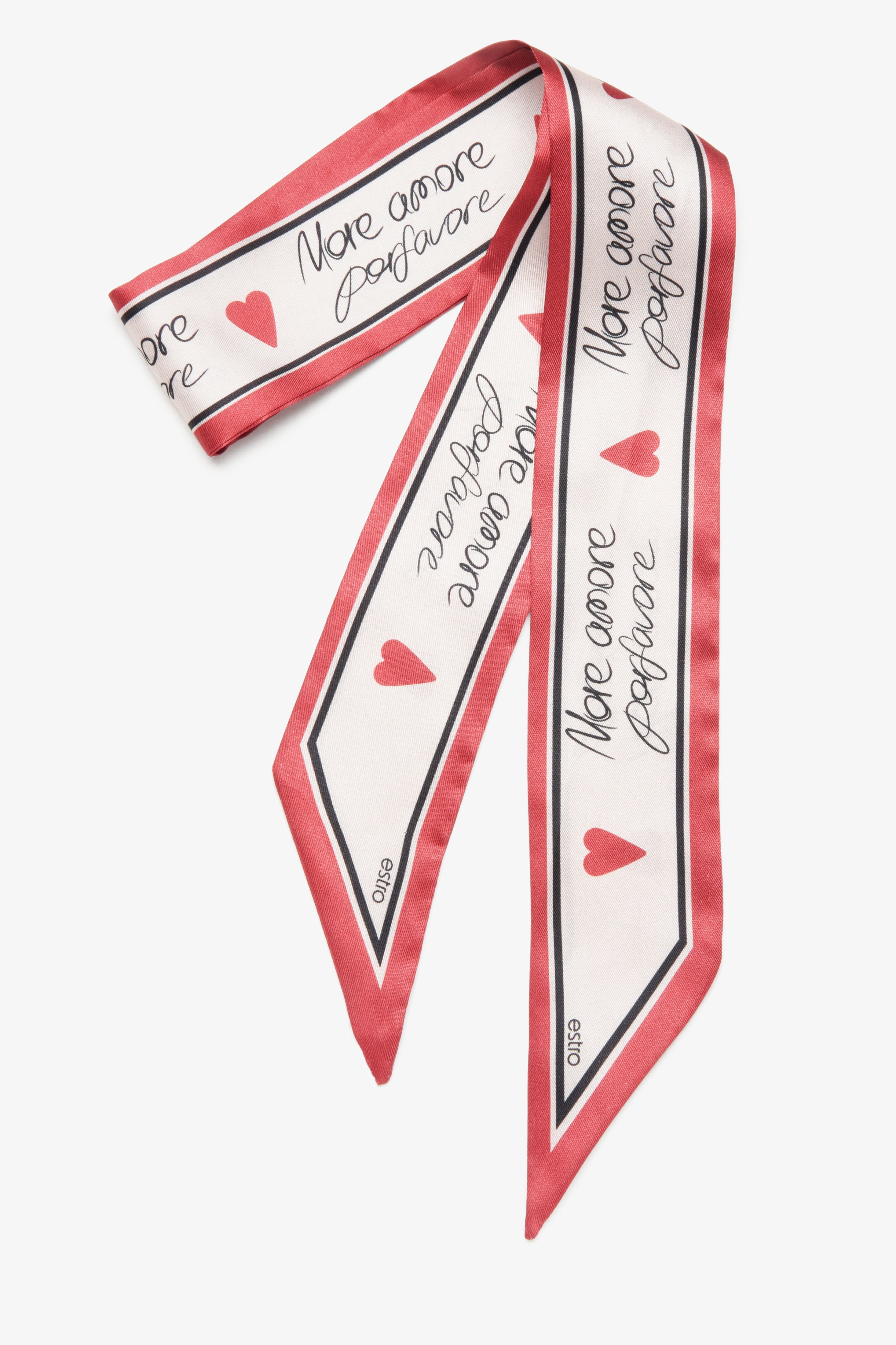 Women's Twilly Neckerchief in White & Red  Estro ER00116723.