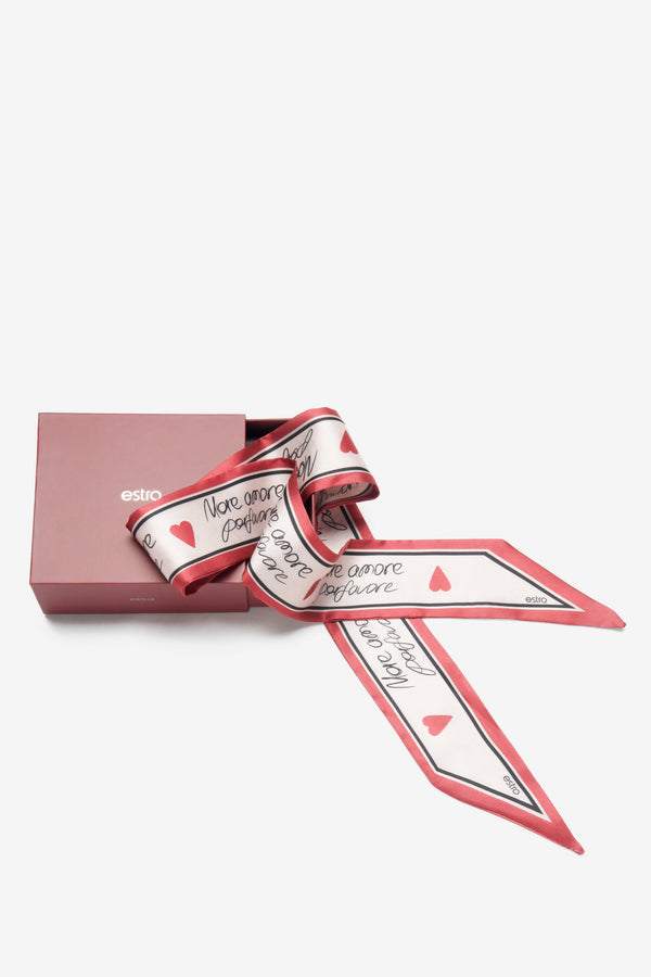 Stylish red and white twilly neckerchief by Estro.