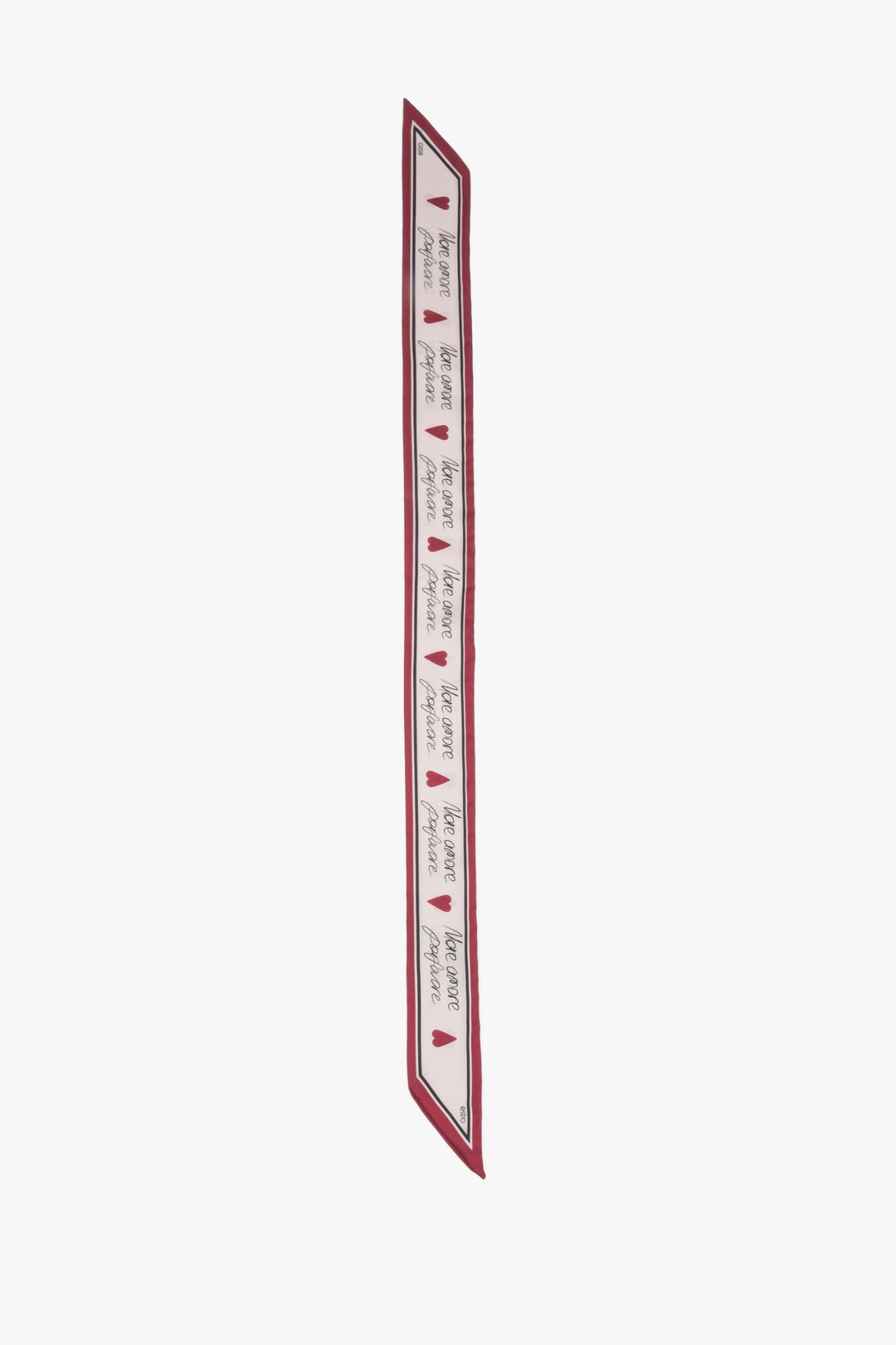 Women's twilly scarf by Estro in a classic white and red combination – full-length presentation.