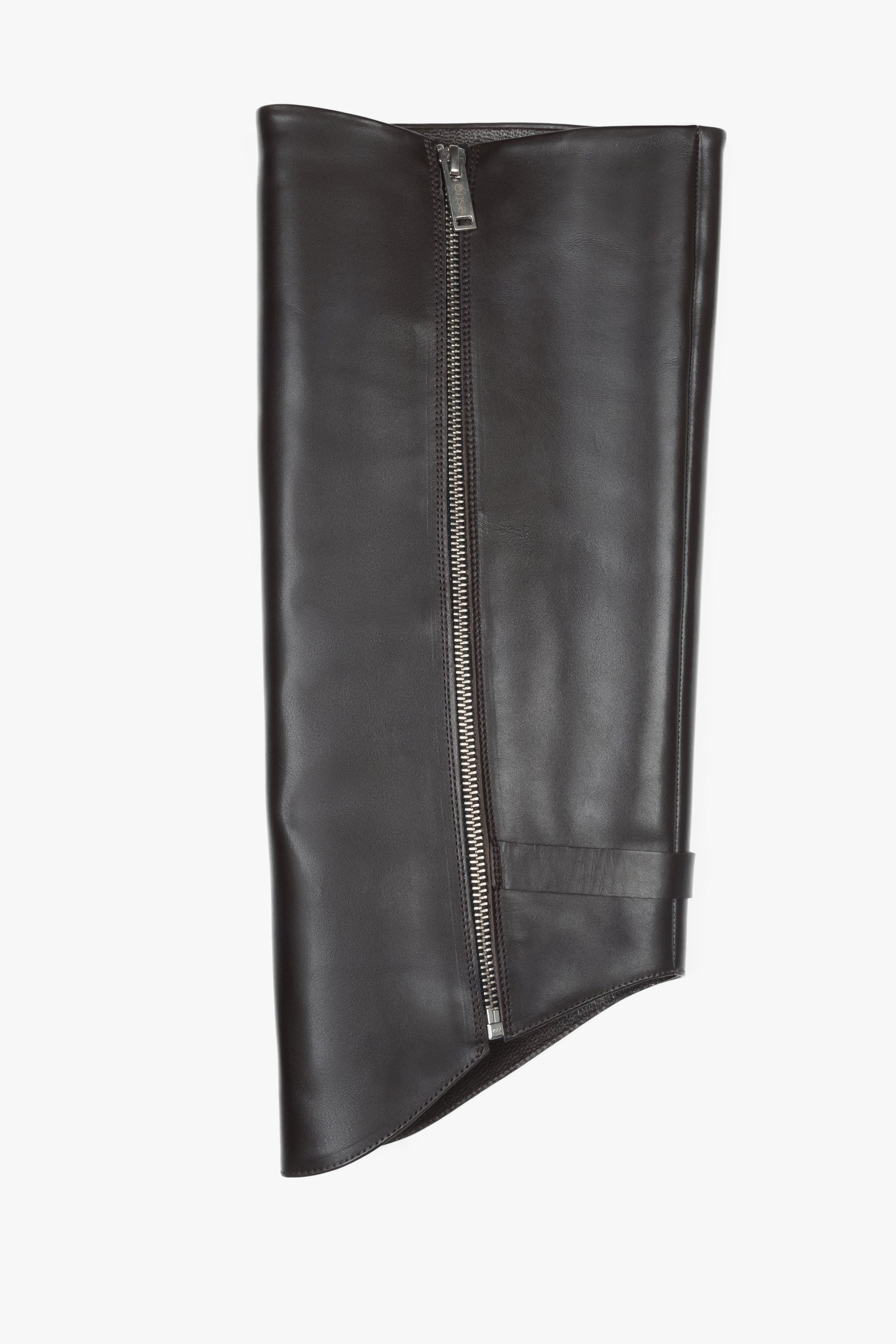 Dark brown leather 2-in-1 ankle and knee-high boots with decorative buckle Estro.