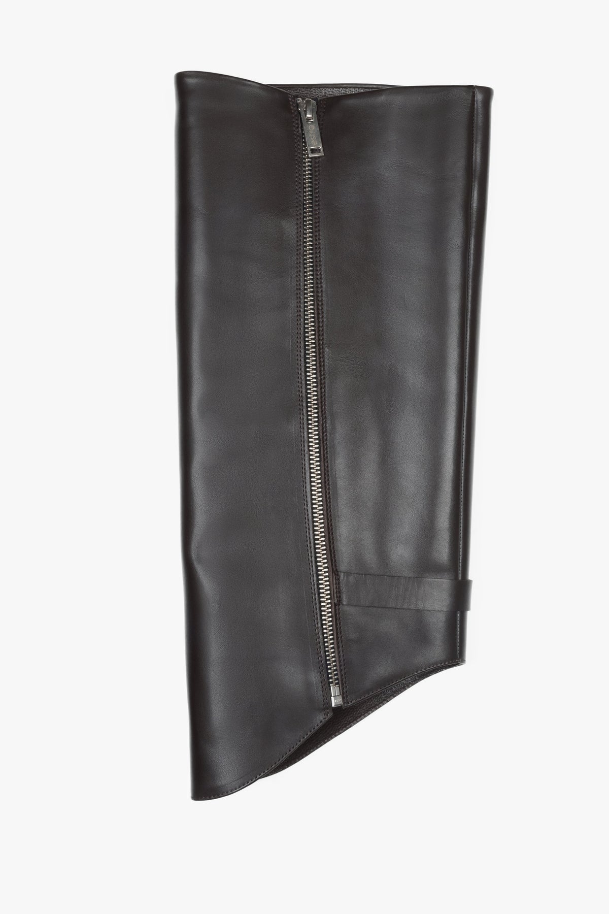 Dark brown leather 2-in-1 ankle and knee-high boots with decorative buckle Estro.