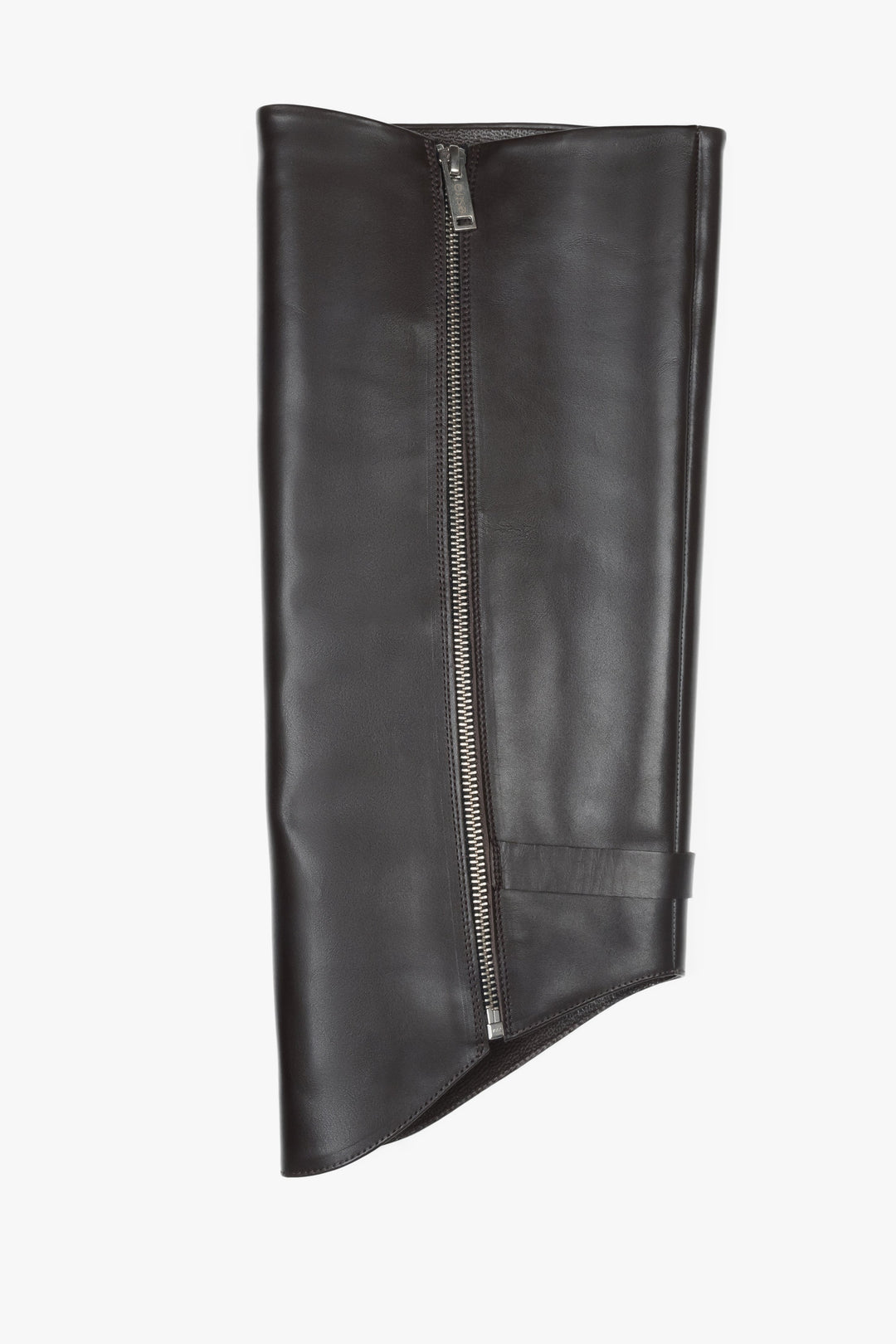 Dark brown leather 2-in-1 ankle and knee-high boots with decorative buckle Estro.