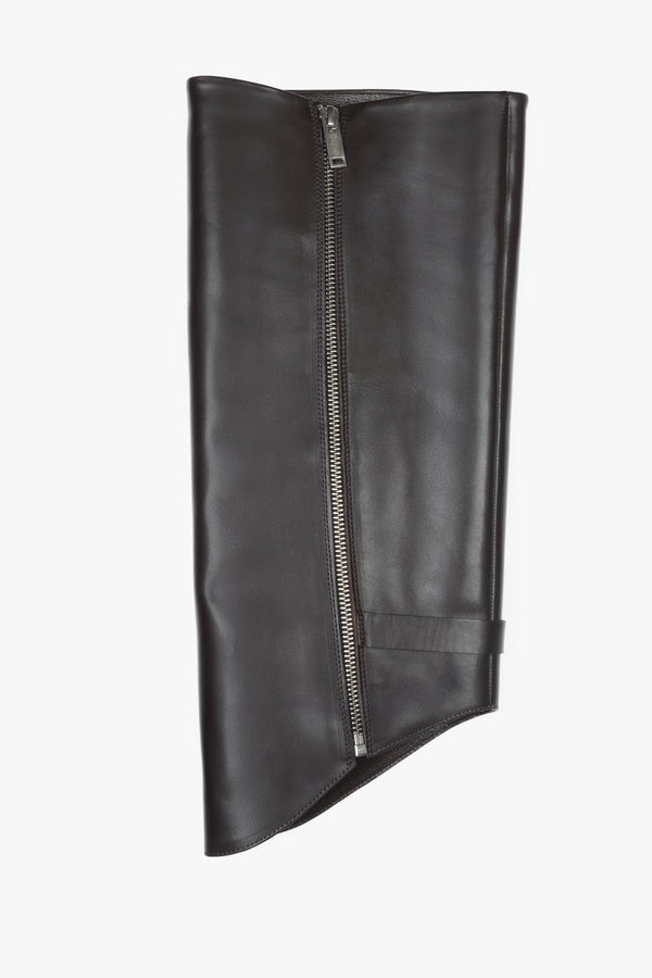 Dark brown leather 2-in-1 ankle and knee-high boots with decorative buckle Estro.