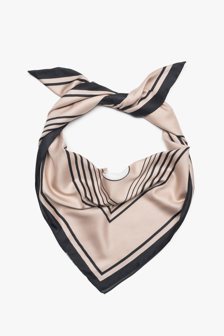 Women's Beige and Black Neckerchief  with Abstract Pattern Estro ER00118514.
