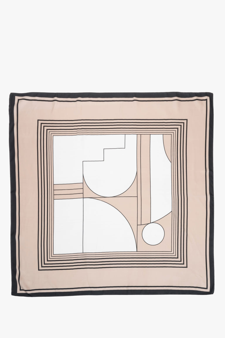 Beige and black women’s neckerchief with abstract pattern, Estro.