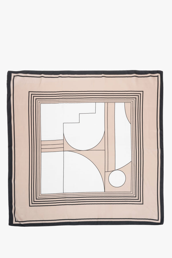 Beige and black women’s neckerchief with abstract pattern, Estro.