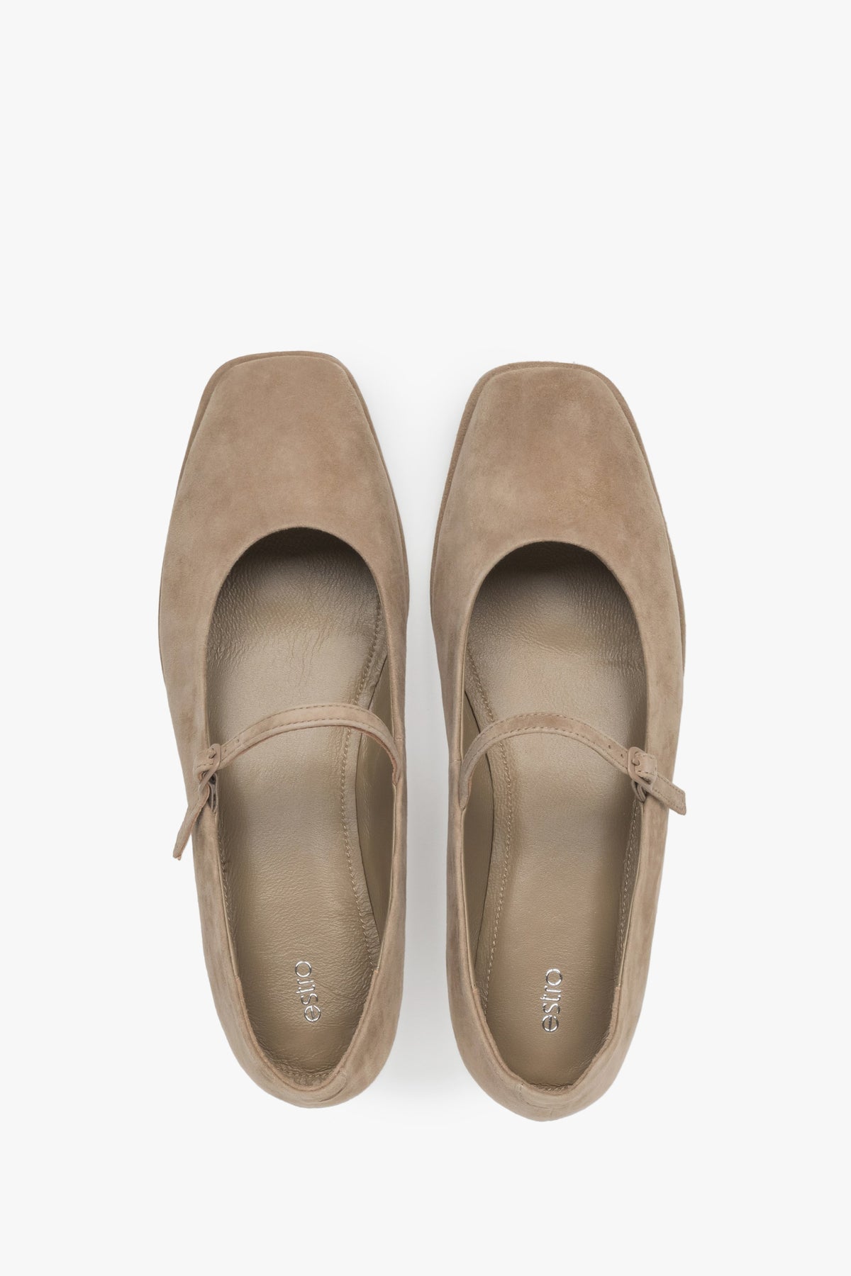 Delicate women's ballet flats made of natural velour leather with a velvety softness.