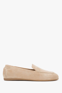 Women's Beige Barefoot Loafers made of Soft Genuine Velour Estro ER00120473.