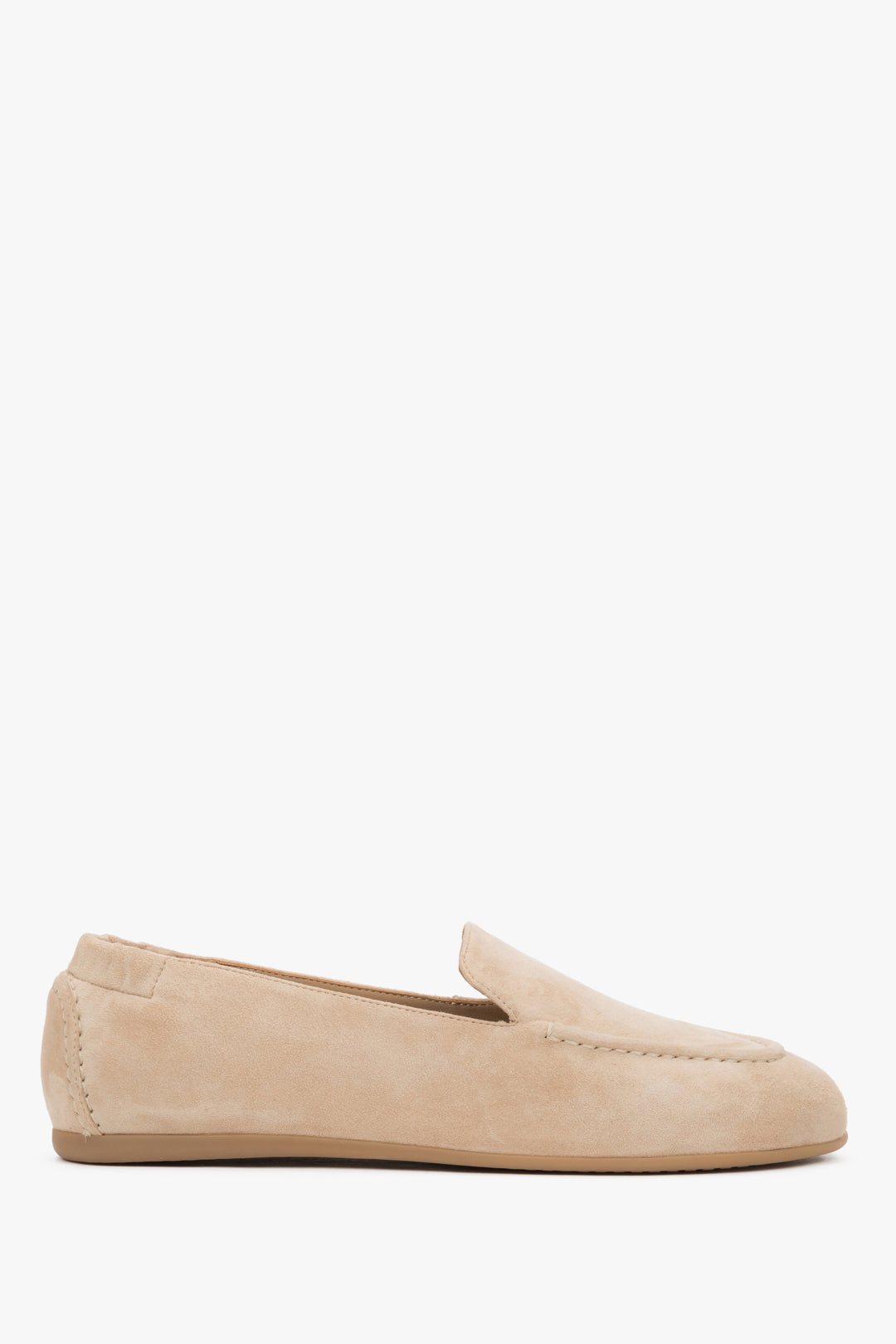 Women's Beige Barefoot Loafers made of Soft Genuine Velour Estro ER00120473.