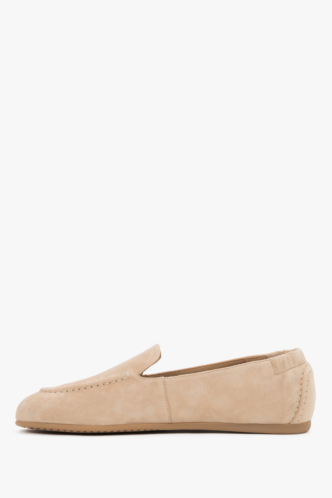 Elegant Estro women's barefoot-style moccasins crafted from beige velour.