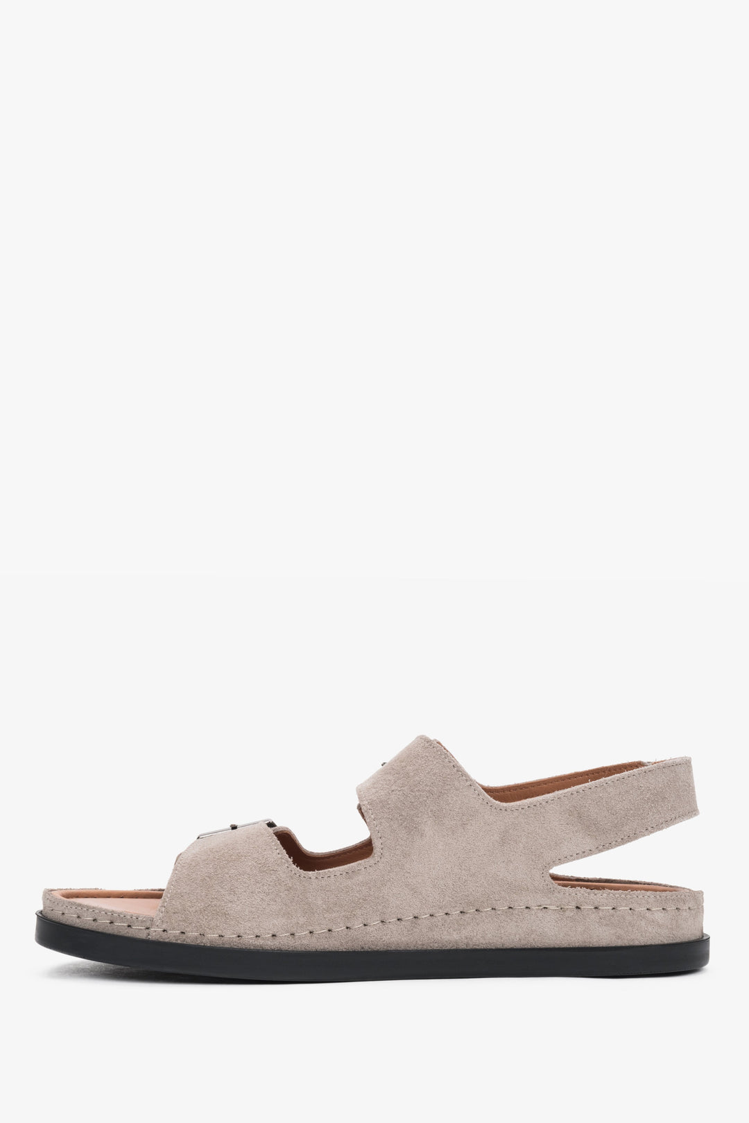 Women’s comfort sandals, beige, suede, with adjustable straps, Estro.