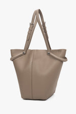Women's Beige Genuine Leather Tote Bag with Adjustable Handles Estro ER00120124.