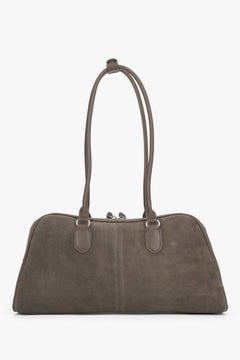 Women's Beige & Grey Velour Shoulder Bag with Long Handles Estro ER00116814