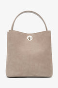 Women's Beige Handbag made of Genuine Velour Estro ER00116873.
