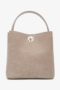 Women's Beige Handbag made of Genuine Velour Estro ER00116873.