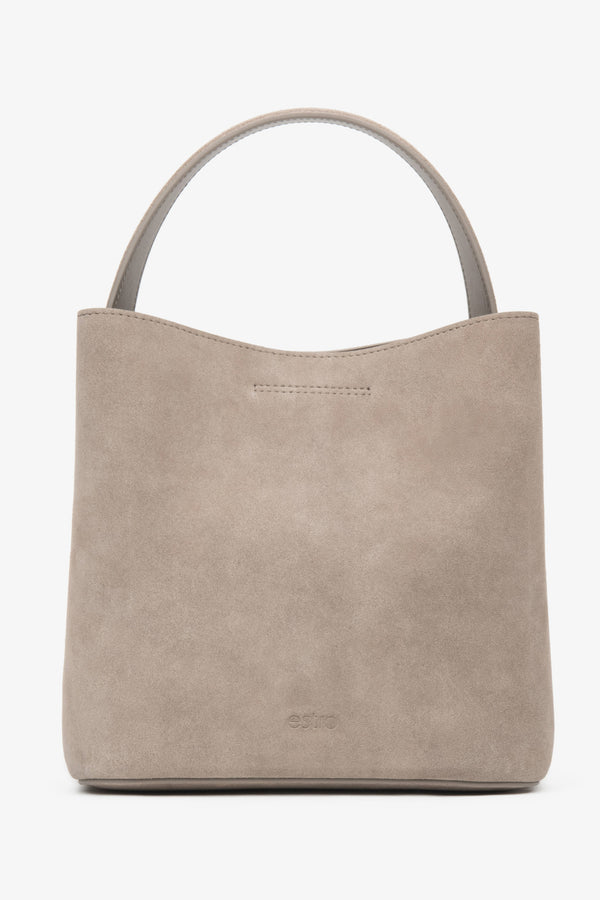 Women’s beige handheld bag in natural velour Estro.