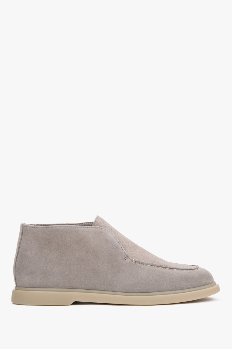 Women's Beige High Ankle Loafers made of Genuine Italian Premium Velour Estro ER00120685.