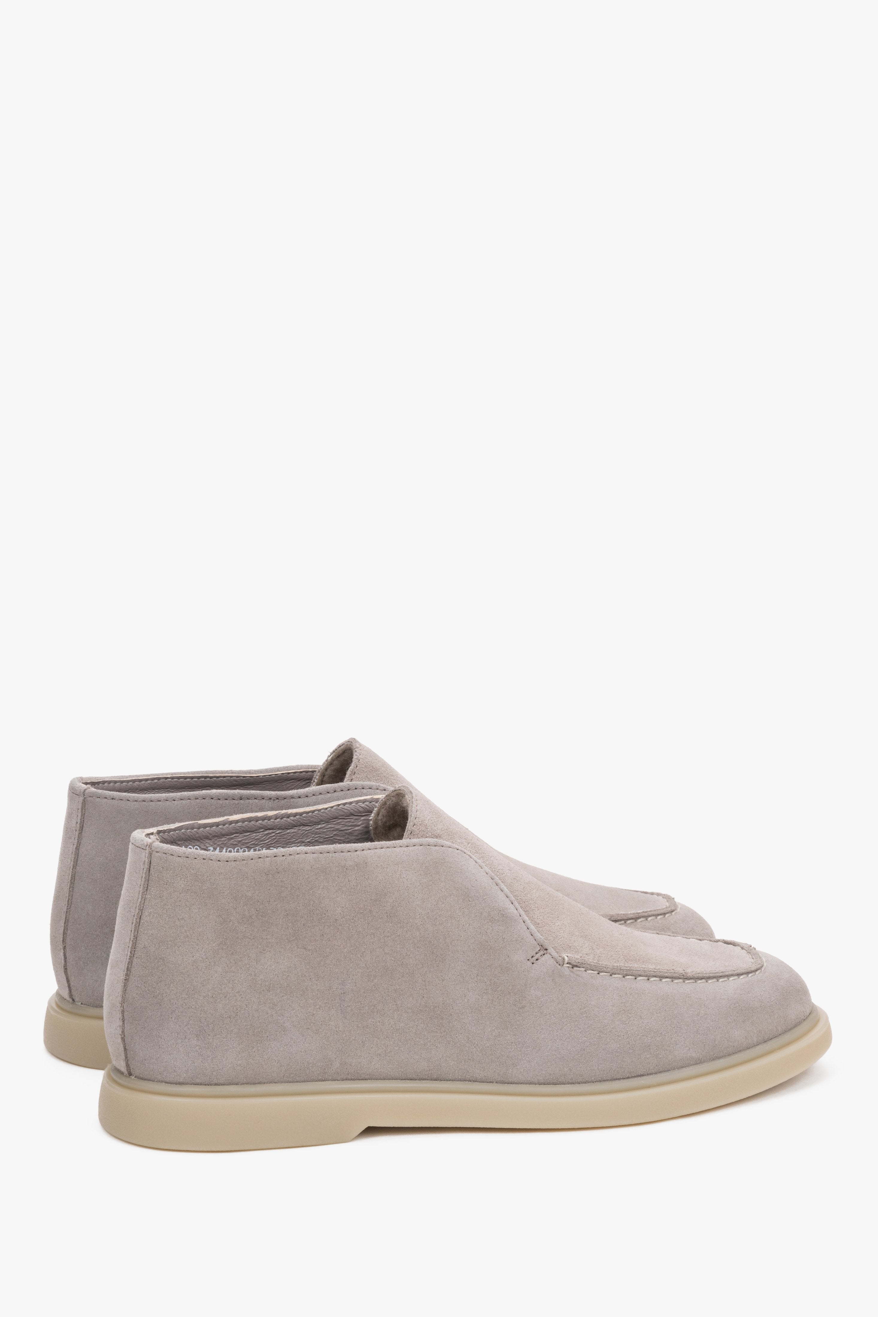 Luxury Women's High Loafers Estro in Beige Premium Natural Velour.