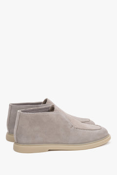 Luxury Women's High Loafers Estro in Beige Premium Natural Velour.