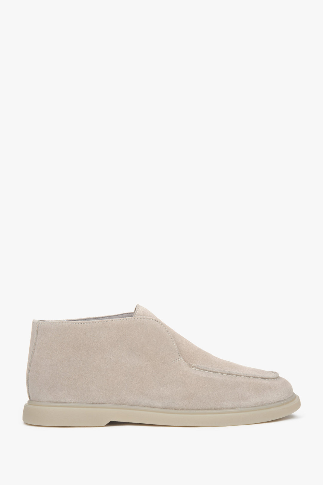 Women's Beige High Ankle Loafers made of Genuine Italian Premium Velour Estro ER00117078.