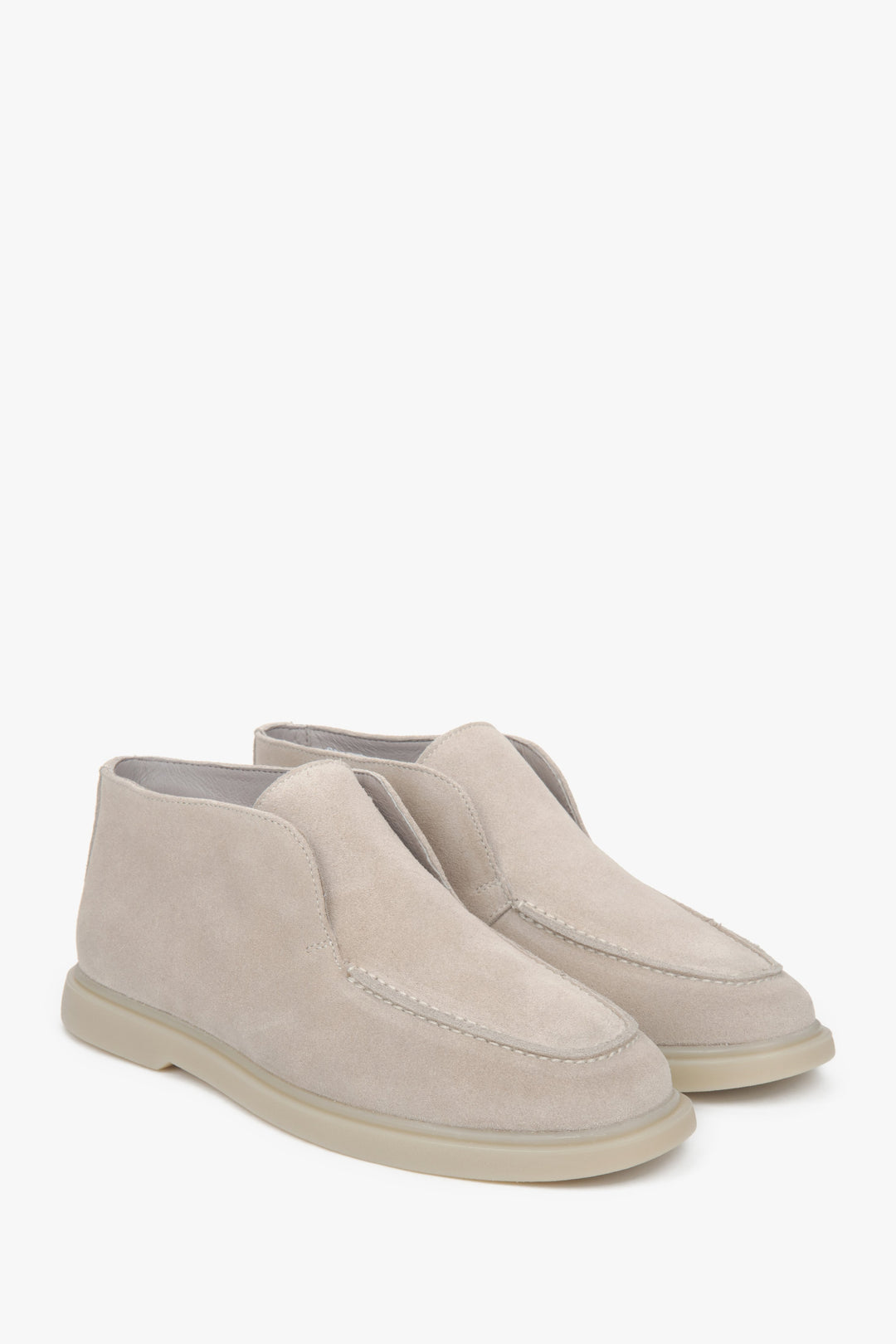 Beige slip-on platform shoes for women by Estro.