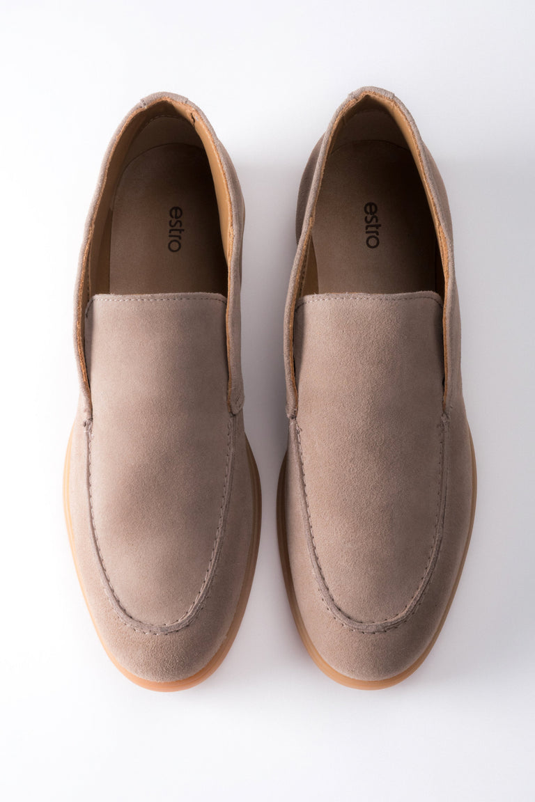 Women's Beige High-Top Loafers made of Genuine Italian Premium Velour Estro ER00120624.