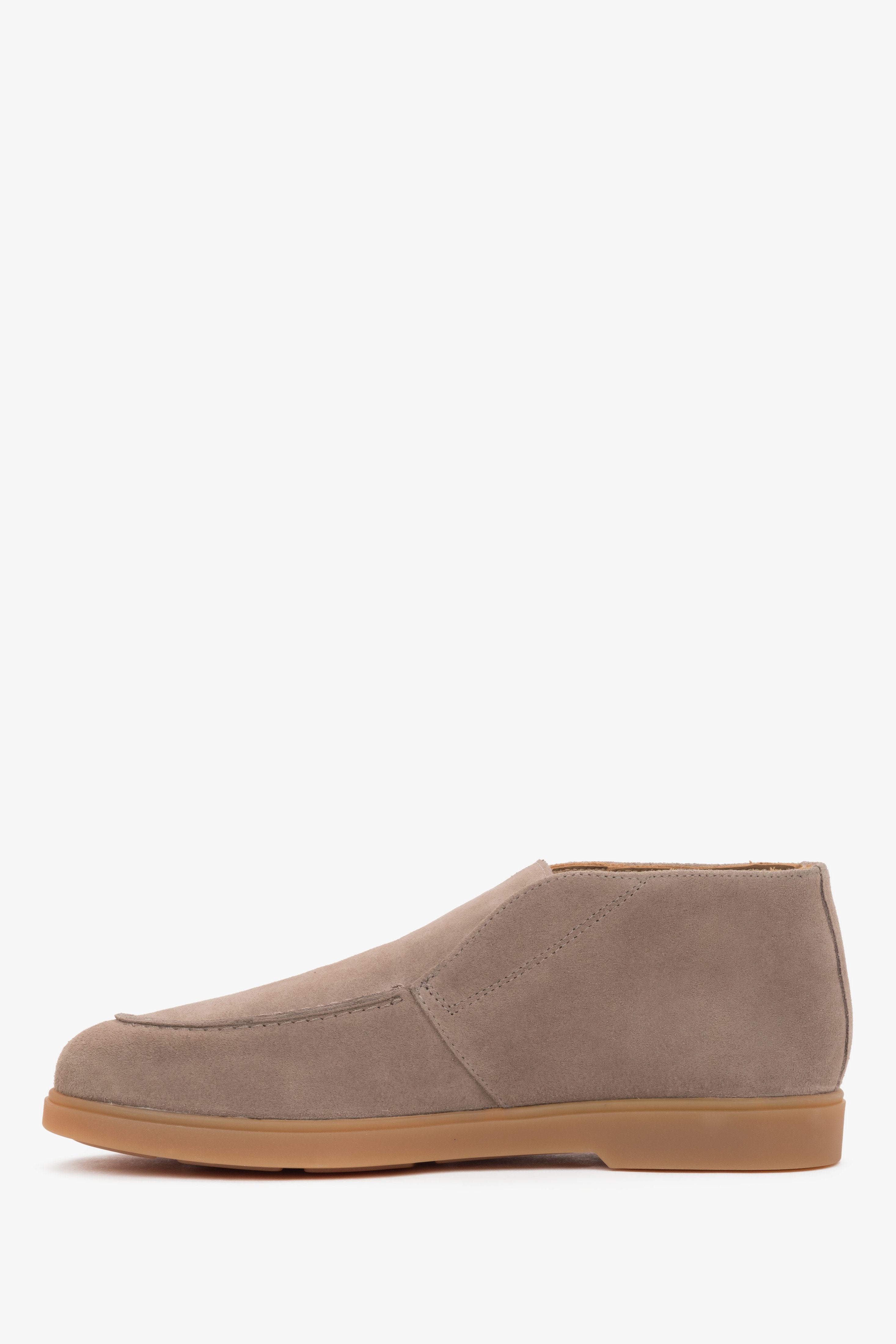 Elegant Women's Loafers Estro with Raised Shaft, Crafted from Beige Italian Velour.