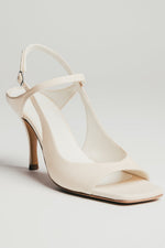 Women's Beige Italian Leather Sandals with Stable Stiletto Heel Guglielmo Rotta ER00119715.