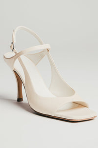 Women's Beige Italian Leather Sandals with Stable Stiletto Heel Guglielmo Rotta ER00119715.