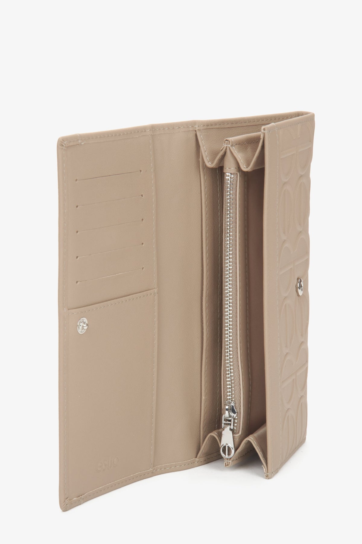Beige continental wallet made of premium leather for women by Estro.