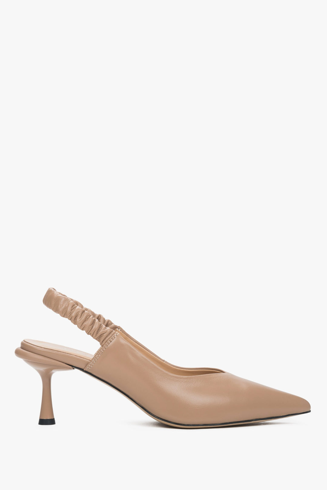 Women's Beige Leather Slingback Pumps Estro ER00115114.
