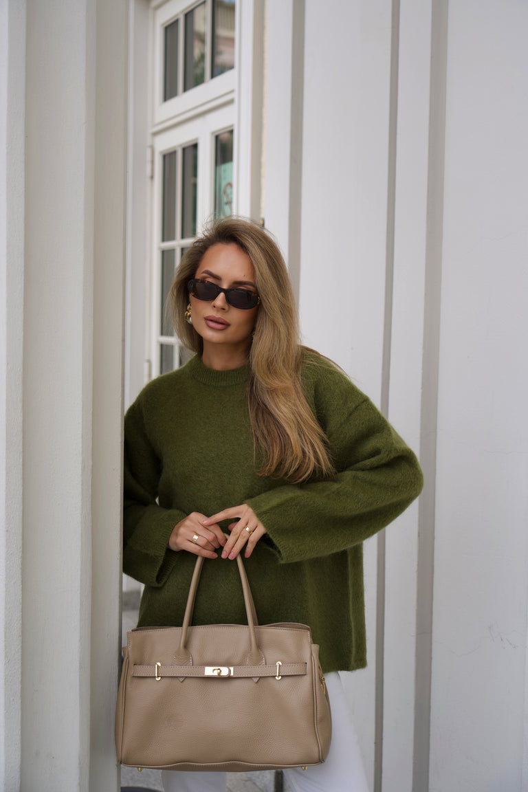 Women's Large Beige Bag made of Premium Italian Genuine Leather Estro ER00116801