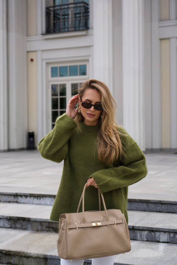 Women's Large Beige Bag made of Premium Italian Genuine Leather Estro ER00116801